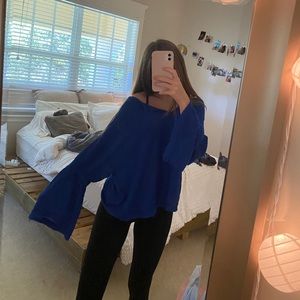 Royal Blue We the Free Dahlia Bell Sleeve Tee